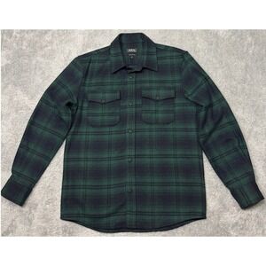 A.P.C. Men's Wool Blend Flannel Shirt Black Watch Plaid Long Sleeves Size MS